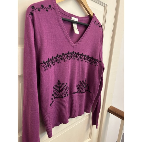 CLC Vintage 90s‎ Women's Purple Wool Blend Sweater Embroidered Beaded Size Large - Picture 3 of 6
